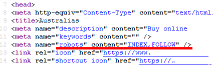 A new robots meta tag is added to the HTML